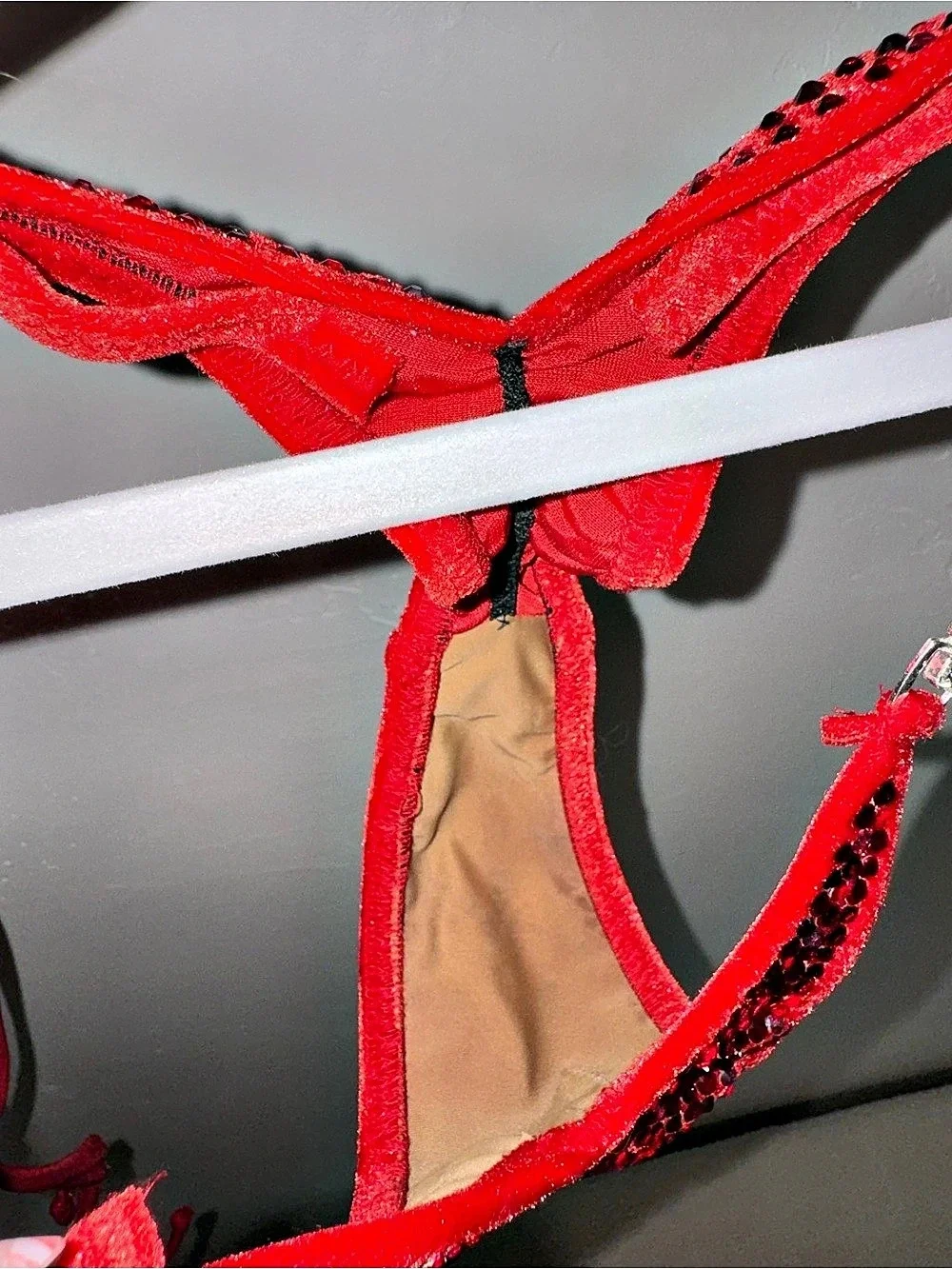Toxic Angelz Bikinis- Velvet -Red Rhinestone Bikini -NPC Bikini